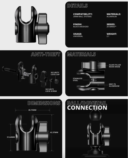 TACKFORM | Phone Holder, Cross Bar Mount Short Reach